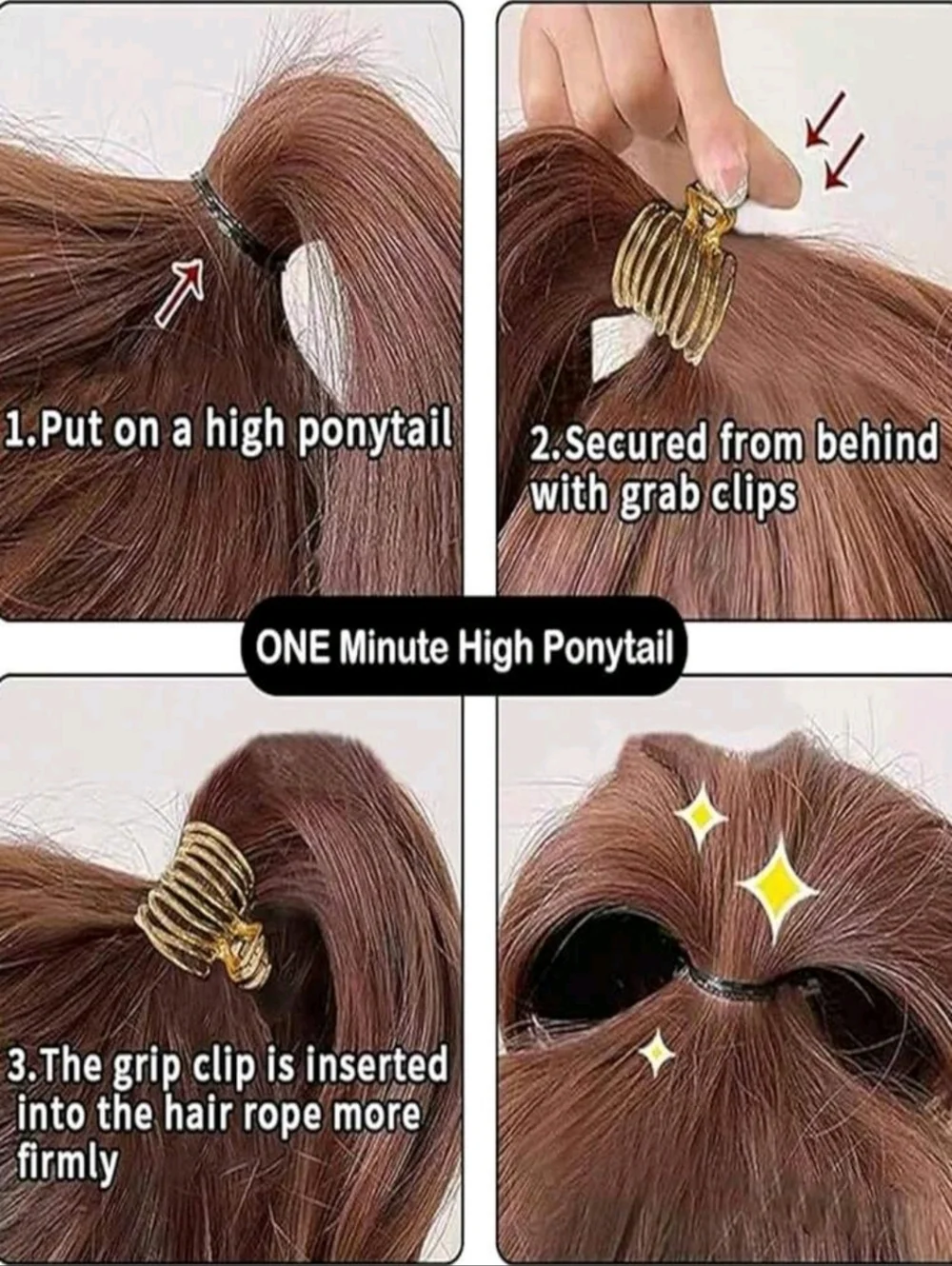 Rhinestone Spiral Hair Claw Clip - Black, Gold Or Silver